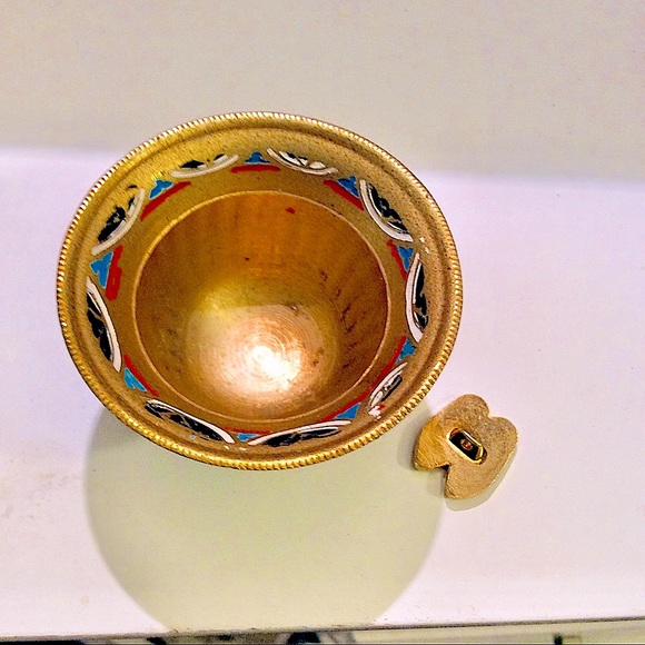 Damascene TOLEDO bowl OOAK Spain mark Gold Leaf inlaid Vtg Very Rare Miniature - Picture 2 of 7